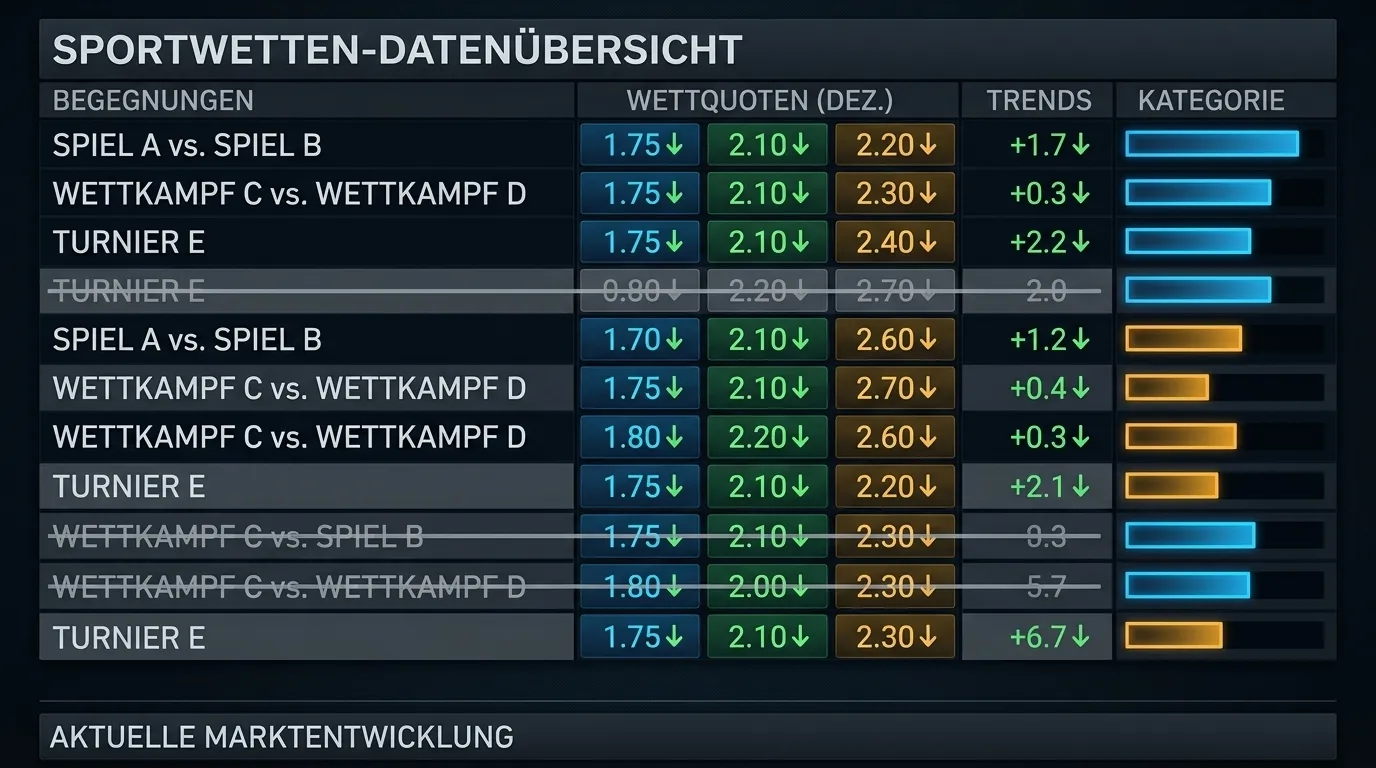 Stilisierte Marktafel mit Weltmeister-Quoten und Pfeilbewegungen nach den Sechzehntelfinal-Sensationen der WM 2026